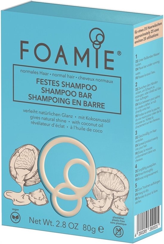 Foamie – Shampoo Bar With Coconut Oil – Stiff Shampoo For Normal Hair