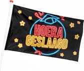 vlag Hoera Geslaagd 90 x 150 cm polyester zwart