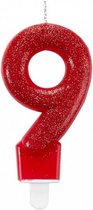 kaars '9' rood 7 cm