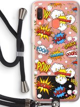 Case Company® - Samsung Galaxy A20e hoesje met Koord - Pow Smack - Telefoonhoesje met Zwart Koord - Bescherming aan alle Kanten en Over de Schermrand