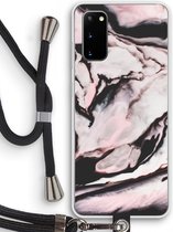 Case Company® - Samsung Galaxy S20 hoesje met Koord - Roze stroom - Telefoonhoesje met Zwart Koord - Bescherming aan alle Kanten en Over de Schermrand