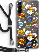 Case Company® - Samsung Galaxy S21 Plus hoesje met Koord - Pow Smack - Telefoonhoesje met Zwart Koord - Bescherming aan alle Kanten en Over de Schermrand