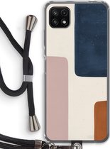 Case Company® - Samsung Galaxy A22 5G hoesje met Koord - Geo #5 - Telefoonhoesje met Zwart Koord - Bescherming aan alle Kanten en Over de Schermrand