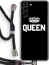 Case Company® - Samsung Galaxy S21 Plus hoesje met Koord - Queen zwart - Telefoonhoesje met Zwart Koord - Bescherming aan alle Kanten en Over de Schermrand