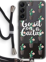 Case Company® - Samsung Galaxy S22 hoesje met Koord - Cactus quote - Telefoonhoesje met Zwart Koord - Bescherming aan alle Kanten en Over de Schermrand