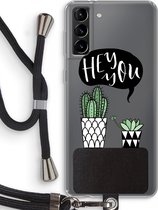 Case Company® - Samsung Galaxy S21 Plus hoesje met Koord - Hey you cactus - Telefoonhoesje met Zwart Koord - Bescherming aan alle Kanten en Over de Schermrand