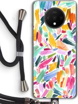 Case Company® - OnePlus 7T hoesje met Koord - Watercolor Brushstrokes - Telefoonhoesje met Zwart Koord - Bescherming aan alle Kanten en Over de Schermrand