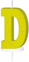 letterkaars ''d'' met houder 4 cm wax geel