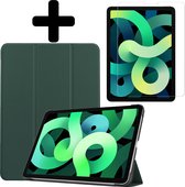 Hoes Geschikt voor iPad Air 2022 Hoes Luxe Hoesje Book Case Met Screenprotector - Hoesje Geschikt voor iPad Air 5 2022 Hoes Cover - Donkergroen