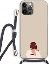 Case Company® - iPhone 12 Pro Max hoesje met Koord - I drink wine - Telefoonhoesje met Zwart Koord - Extra Bescherming aan alle Kanten en Over de Schermrand