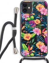 Case Company® - iPhone 11 hoesje met Koord - Tropisch 2 - Telefoonhoesje met Zwart Koord - Extra Bescherming aan alle Kanten en Over de Schermrand