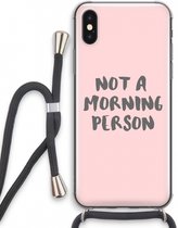 Case Company® - iPhone XS hoesje met Koord - Morning person - Telefoonhoesje met Zwart Koord - Extra Bescherming aan alle Kanten en Over de Schermrand