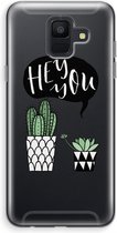 Case Company® - Samsung Galaxy A6 (2018) hoesje - Hey you cactus - Soft Cover Telefoonhoesje - Bescherming aan alle Kanten en Schermrand