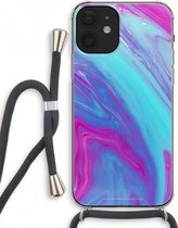 Case Company® - iPhone 12 mini hoesje met Koord - Zweverige regenboog - Telefoonhoesje met Zwart Koord - Extra Bescherming aan alle Kanten en Over de Schermrand