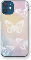 Case Company® - iPhone 12 hoesje - White butterfly - Soft Cover Telefoonhoesje - Bescherming aan alle Kanten en Schermrand