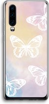 Case Company® - Huawei P30 hoesje - White butterfly - Soft Cover Telefoonhoesje - Bescherming aan alle Kanten en Schermrand