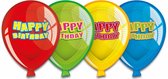 ballonnen Happy Birthday 23 cm karton 6 stuks