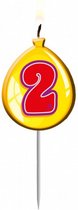 verjaardagskaars ballon 2 jaar 11 cm wax geel