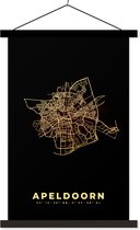 Porte-affiche avec affiche - Affiche scolaire - Apeldoorn - Carte - Plan de la ville - Plan d'étage - 40x60 cm - Lattes noires