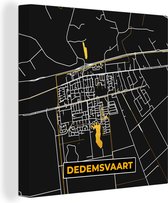 Canvas Schilderij Dedemsvaart - Black and Gold - Stadskaart - Kaart - Plattegrond - 50x50 cm - Wanddecoratie