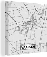 Canvas Schilderij Vaassen - Stadskaart - Kaart - Plattegrond - Zwart Wit - Nederland - 50x50 cm - Wanddecoratie