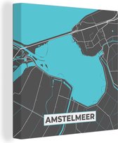 Canvas Schilderij Amstelmeer - Nederland - Kaart - Stadskaart - Plattegrond - 20x20 cm - Wanddecoratie