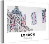 Décoration murale Métal - Peinture Aluminium Industriel - Angleterre - Londres - Drapeaux - 180x120 cm - Dibond - Photo sur aluminium - Décoration murale industrielle - Pour le salon/chambre