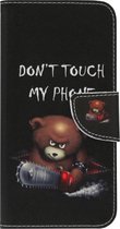 ADEL Leatherette Book Case Wallet Cards Case pour iPhone SE (2020) / 8/7 - Don't Touch My Phone Bears