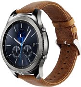 Leer Smartwatch bandje - Geschikt voor  Samsung Gear S3 leren bandje - bruin - Horlogeband / Polsband / Armband