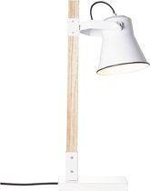 BRILLIANT lamp Plow tafellamp wit / licht hout | 1x A60, E27, 10W, geschikt voor standaardlampen (niet inbegrepen) | Schaal A ++ tot E | Met snoerschakelaar