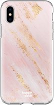 HappyCase Apple iPhone XS Flexibel TPU Hoesje Pink Marmer Print