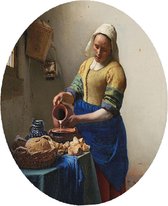 Het melkmeisje, Johannes Vermeer - Foto op Behangcirkel - ⌀ 120 cm