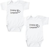 Rompertjes baby met tekst - Drinking companion - Romper wit - Maat 62/68