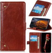 Voor Motorola One Macro / G8 Spelen Koperen Gesp Nappa Textuur Horizontale Flip Leren Case met Houder & Kaartsleuven & Portemonnee (Bruin)