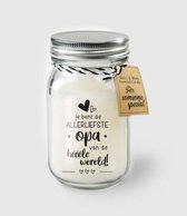 Kaars - Liefste Opa - Lichte vanille geur - In glazen pot - In cadeauverpakking met gekleurd lint