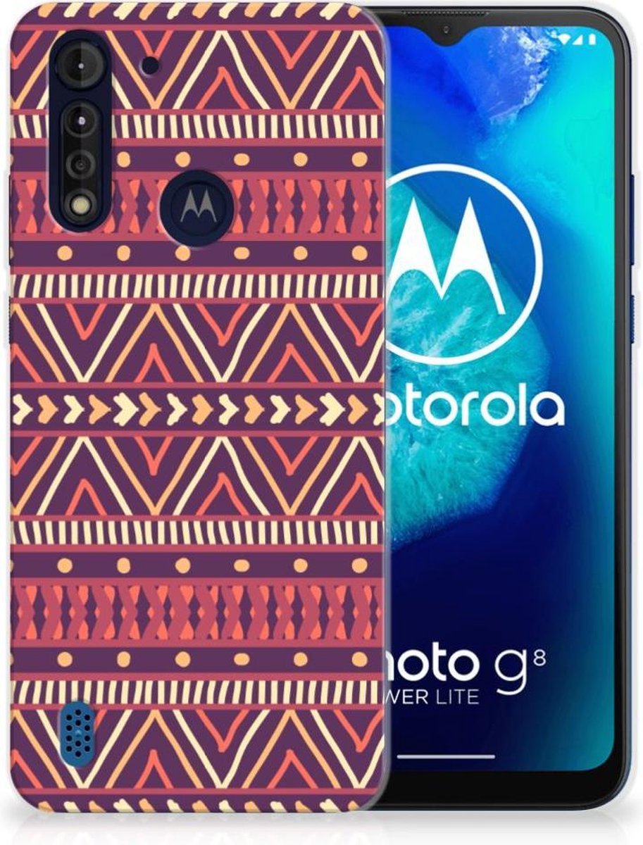 TPU Hoesje voor Motorola Moto G8 Power Lite TPU bumper Aztec Paars