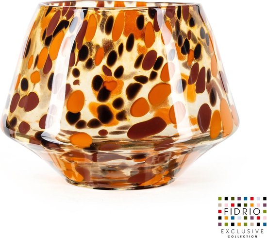 Design vaas Diamond XL - Fidrio Havanna - glas, mondgeblazen - diameter 20 cm