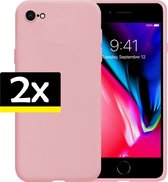 Hoes voor iPhone 7/8 Hoesje Case Siliconen - Hoes voor iPhone 7/8 - Back Cover Licht Roze - 2 Stuks