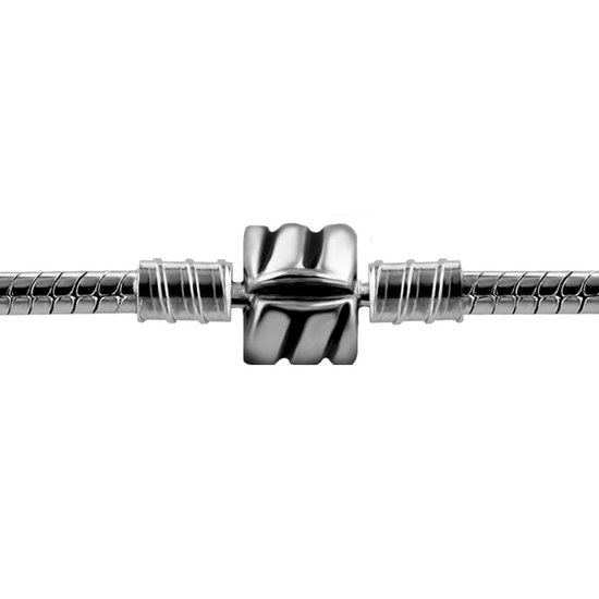 Bracciale A Serpente Argentato Quiges Per Charms, Lunghezza 18 Cm, Spessore 4,2 Mm, In Rame Placcato Argento