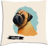 Sierkussen - Bullmastiff - Wit - 45 Cm X 4.5 Cm