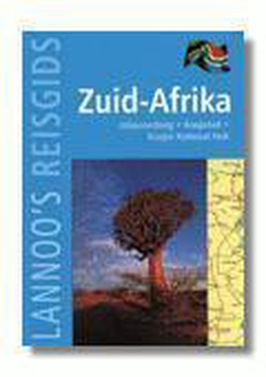 Lannoo's Reisgids Zuid-Afrika met een foto van een boom in de woestijn en een kaart van het gebied.