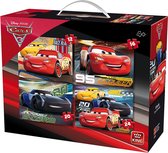 Disney 4 in 1 Puzzel Cars 3 - Vier Kinderpuzzels in een Koffertje - King