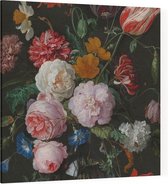 Stilleven met bloemen in een glazen vaas, Jan Davidsz. de Heem - Foto op Canvas - 100 x 100 cm