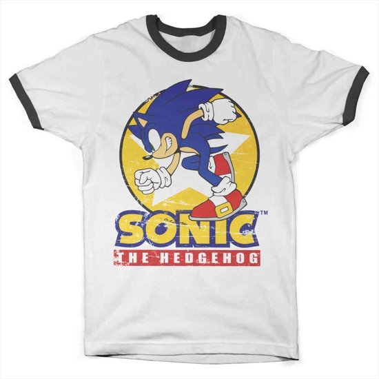 Sonic The Hedgehog Heren Tshirt -L- Fast Sonic Wit