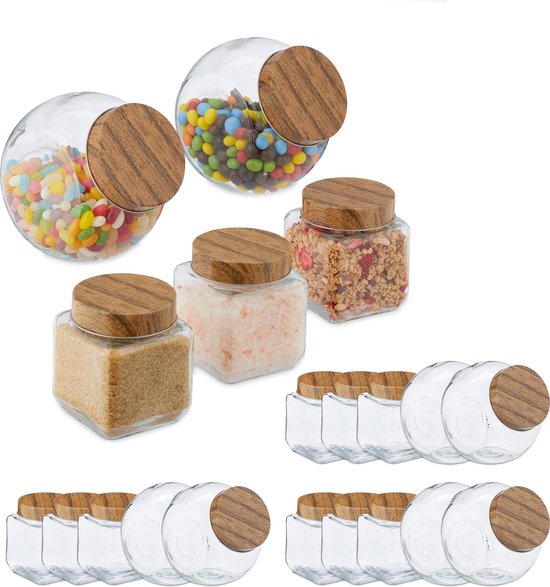 Lot De 2 Bocaux VASANA En Verre Avec Couvercle Bambou | Rangement Alimentaire 350ml Hermétique