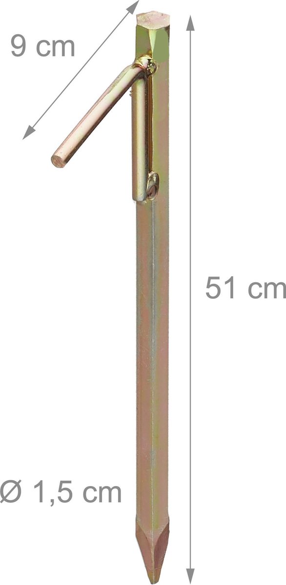 Relaxdays xl grondpennen - set van 4 - voor harde ondergronden - 30,5 cm - om in de grond te slaan - goudkleurig van Relaxdays — afbeelding 4