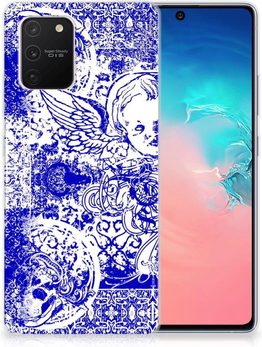 Silicone Back Case Samsung Galaxy S10 Lite Angel Skull Blauw