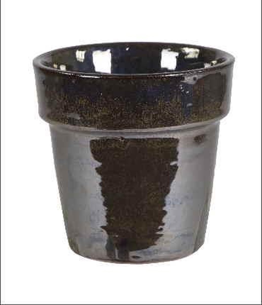Pot - Aardewerk - Bronskleur - 15 cm hoog en een doorsnede van 15 cm - In cadeauverpakking met gekleurd lint