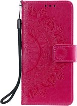 Shop4 - iPhone 12 mini Hoesje - Wallet Case Mandala Patroon Roze