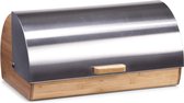 Bamboe houten luxe broodtrommel met RVS klep/deksel 39 cm - Keukenbenodigdheden - Broodtrommels/brooddozen/vershoudtrommels - Brood/kadetjes bewaren en vers houden